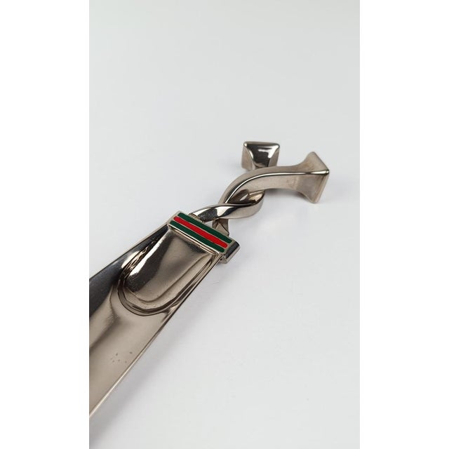 Shoehorn in Silver-Plated Metal and Red and Green Enamel Stripes from Gucci, 1970s For Sale - Image 11 of 16