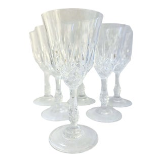 1990s Set of 6 Isabella by Da Vinci Crystal Wine Glasses - Discontinued Pattern – Faceted Bowl Design For Sale