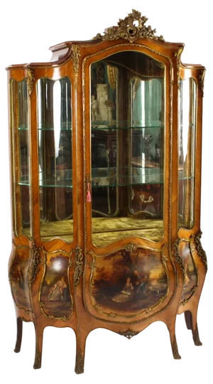 Large Vernis Martin Bombe Display Cabinet, 1800s
