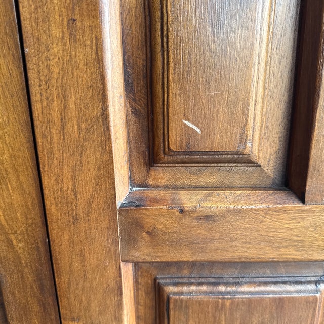 Belgian Brutalist Oak Cabinet W/ Wrought Iron Hinges – Paneled Doors, 62.75”h For Sale - Image 10 of 11