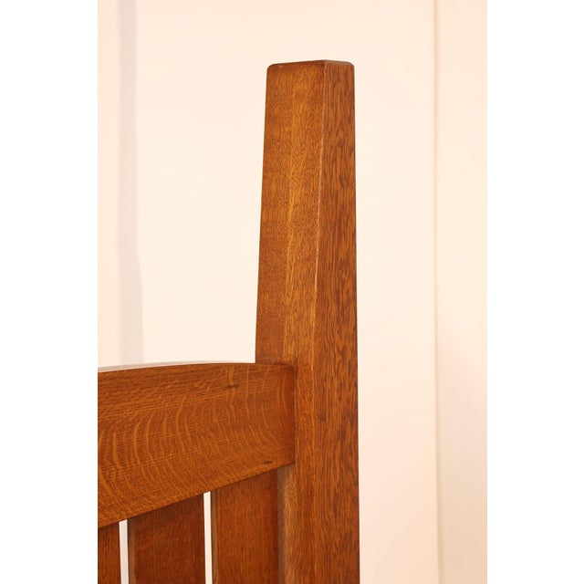 Custom Crafted Mission Style Oak Queen Bed Frame For Sale - Image 10 of 18