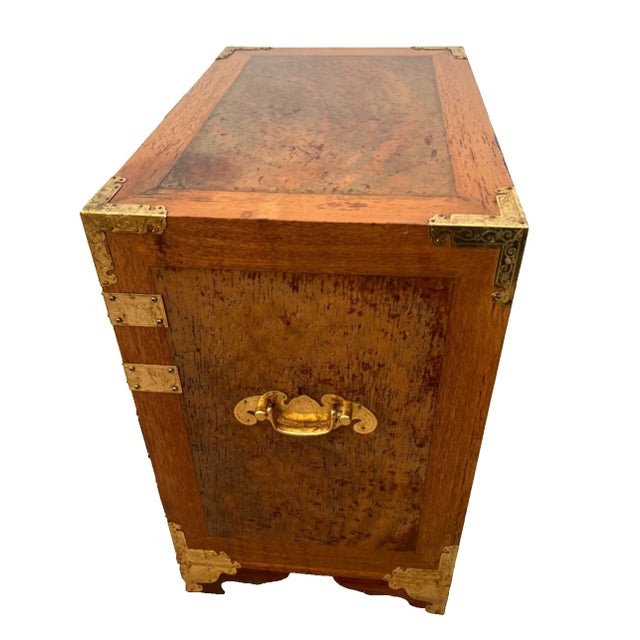 Vintage Korean Elm Burl Brass Bound Bandaji Small Chest Wedding Cabinet Felt For Sale In Palm Springs - Image 6 of 12