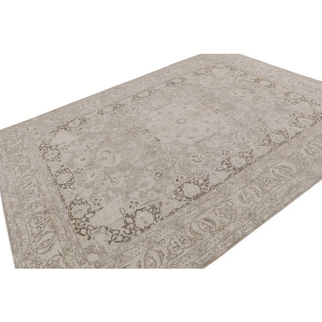 Rug & Kilim Vintage Turkish Siraz Rug in Taupe and Brown Floral Patterns, From Rug & Kilim For Sale - Image 4 of 8