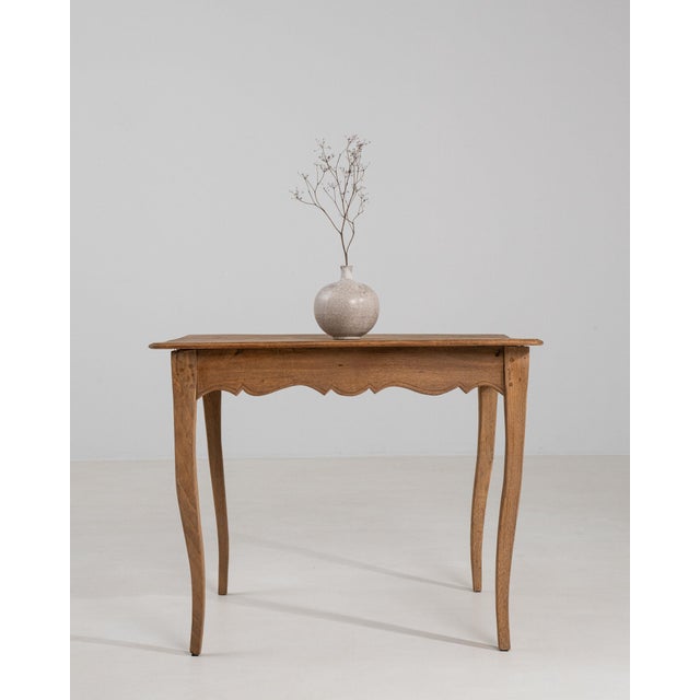 19th Century 19th Century France Weathered Honey Oak Carved Oak Side Table For Sale - Image 5 of 11