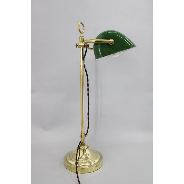 Art Deco Brass Banker Table Lamp, Czechoslovakia, 1930s For Sale - Image 6 of 13