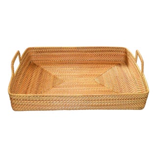 Cottage Style Rattan Woven Large Handled Tray