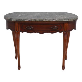 Vintage Victorian Style Mahogany Marble Top 1 Drawer Console Table For Sale
