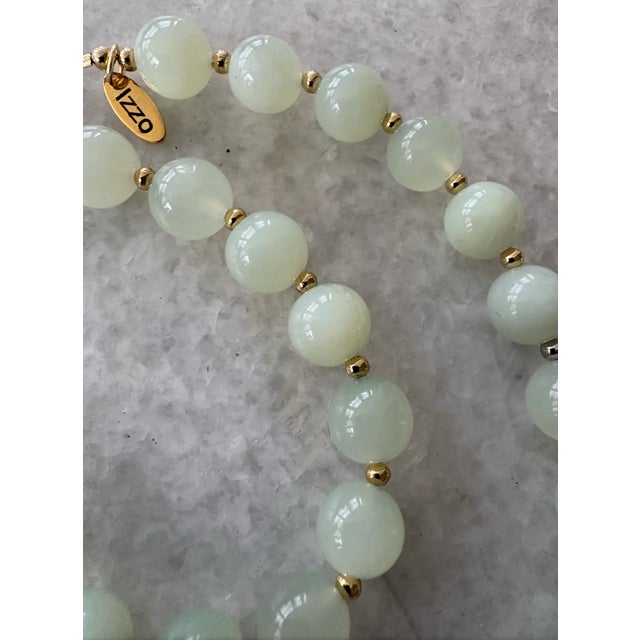 Vintage Jade Beaded Necklace With Gold Tone Clasp Designed by by Matthew Izzo For Sale - Image 4 of 6