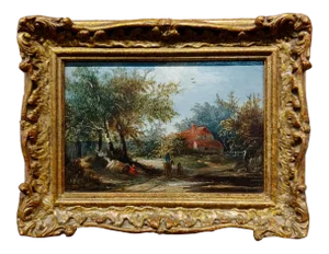Joseph Thors - Country Side Cottage - 19th Century Oil Painting