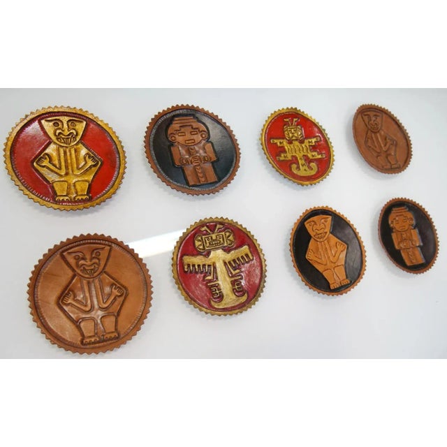 Peruvian Leather Plaques, 1950s, Set of 8 For Sale - Image 5 of 11