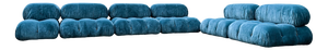 Camaleonda Modular Sofa in Blue Linen Velvet by Mario Bellini for B&B Italia, 1972, Set of 6