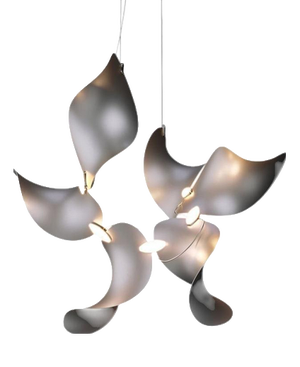 Dune 6 Cluster Pendant Light in Silver Anodized Aluminum by Moss Objects