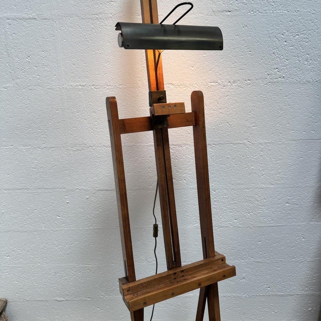 Mid-20th Century Wooden Artists Studio Easel with Integrated Lamp, 1950s For Sale - Image 18 of 18