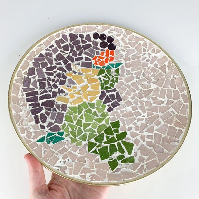 Mid-Century Modern Vintage Mid Century Modern Colorful Abstract Mosaic Art Bowl Plate Wall Art For Sale - Image 3 of 10
