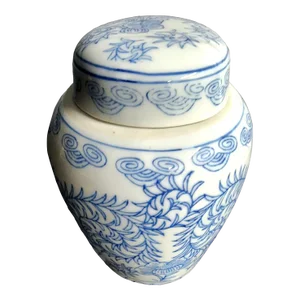 Beautiful Vintage Chinese Fine Ceramic Glazed Lidded Floral Jar