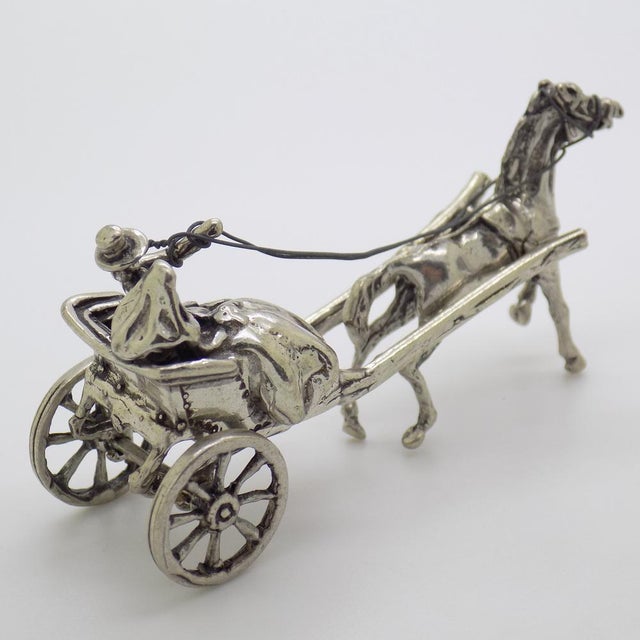 Vintage Italian Handmade Sterling Silver 925 Just Married Carriage with Horse Figurine, 1970s For Sale - Image 4 of 13