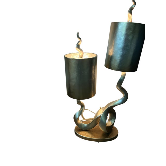 1980s Twin Flame Sculpture Lamp For Sale - Image 5 of 12