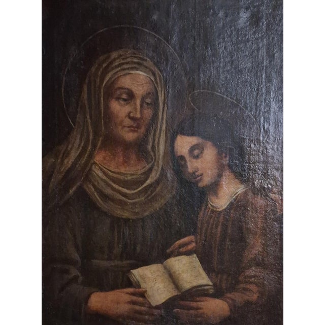 The Education of the Virgin or Saint Anne Teaching Mary to Read, Early 19th Century, Oil on Canvas For Sale - Image 10 of 10