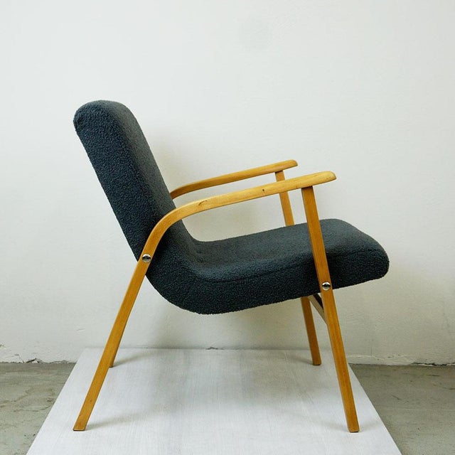 Wood Grey Bouclé and Beech Lounge Chair from Roland Rainer, Vienna, 1950s For Sale - Image 7 of 13