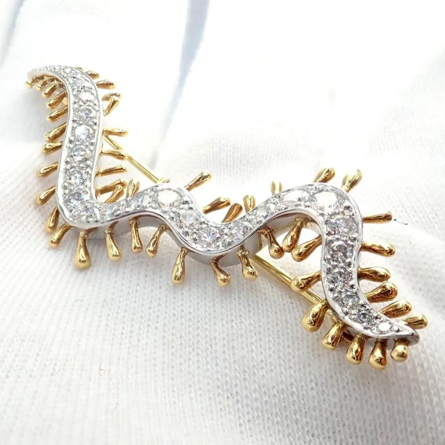 Platinum Vintage Tiffany & Co. Diamond Centipede Platinum Yellow Gold Pin Brooch For Sale - Image 8 of 8