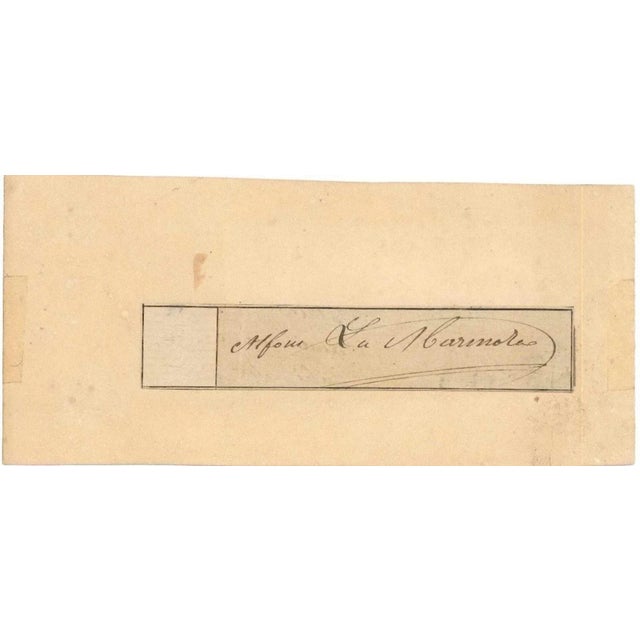 Card signed by Alfonso la Marmora. (20x9 cm). Perfect conditions. Collaborator of the King of Sardinia, Carlo Alberto,...