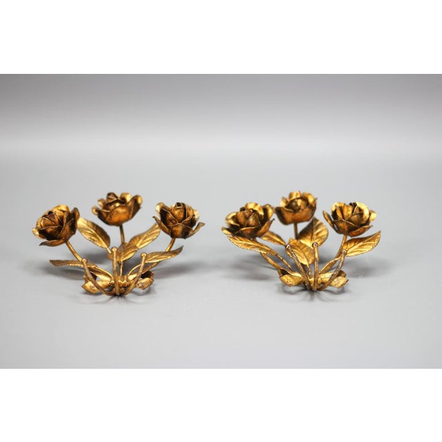 Italian Gilt Metal Rose Coat Hooks, 1960s, Set of 2 For Sale - Image 14 of 18