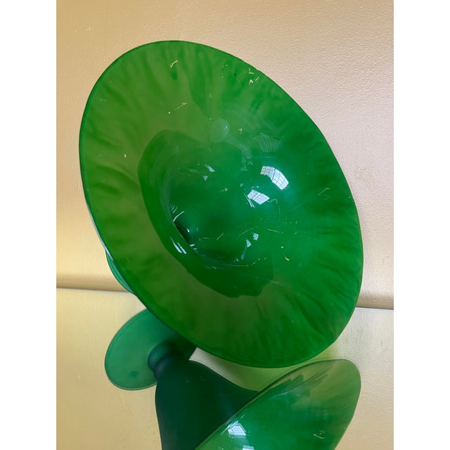 Large 1980s Spanish Artisan Green Glass Centerpiece Bowl For Sale - Image 12 of 12