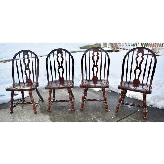 Vintage (1970's) Set of Four Dining Chairs from E.R.Buck. They are Maple and have an Americana Style. The Chairs are Top...
