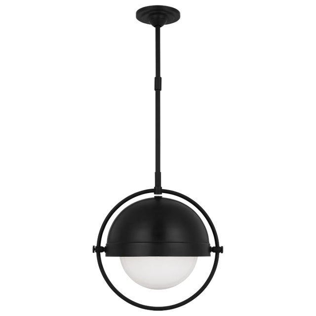 Visual Comfort Thomas O'Brien By Visual Comfort Studio Bacall 1-Light Large Pendant in Aged Iron For Sale - Image 4 of 4