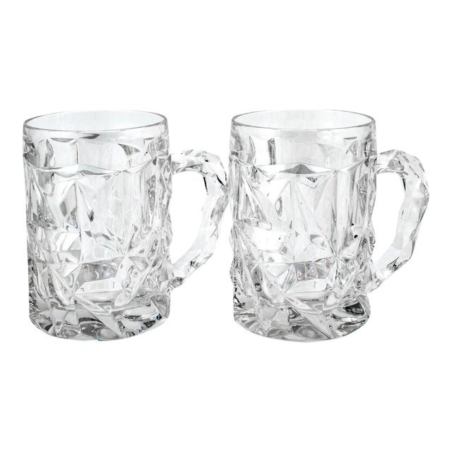 Tiffany & Co. 16oz Pair of Rock Cut Crystal Beer Mug - a Pair For Sale