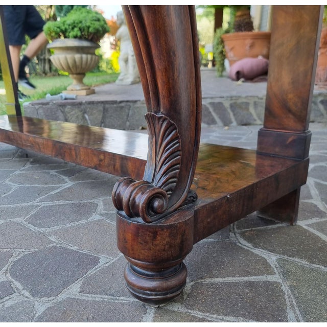 Wood Large Mahogany Console Table with Carrara Marble Top, 1820 For Sale - Image 7 of 11