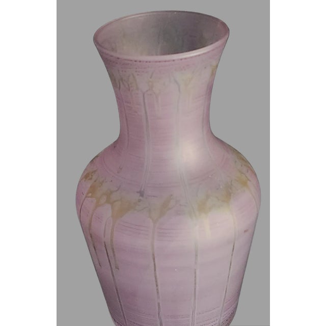 Mid-Century Modern Vintage Al Rama Israeli Purple Satin Glass Drip Art Vase For Sale - Image 3 of 6