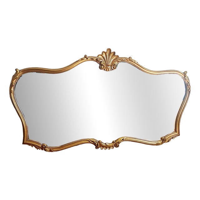Large Louis XV Style Giltwood Mirror, 1970s For Sale