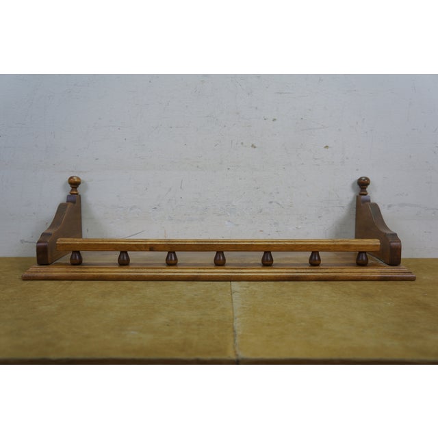 Brown Late 20th Century Pair of Ethan Allen Early American Colonial Maple Hanging Plate Display Racks Shelves 24" For Sale - Image 8 of 13