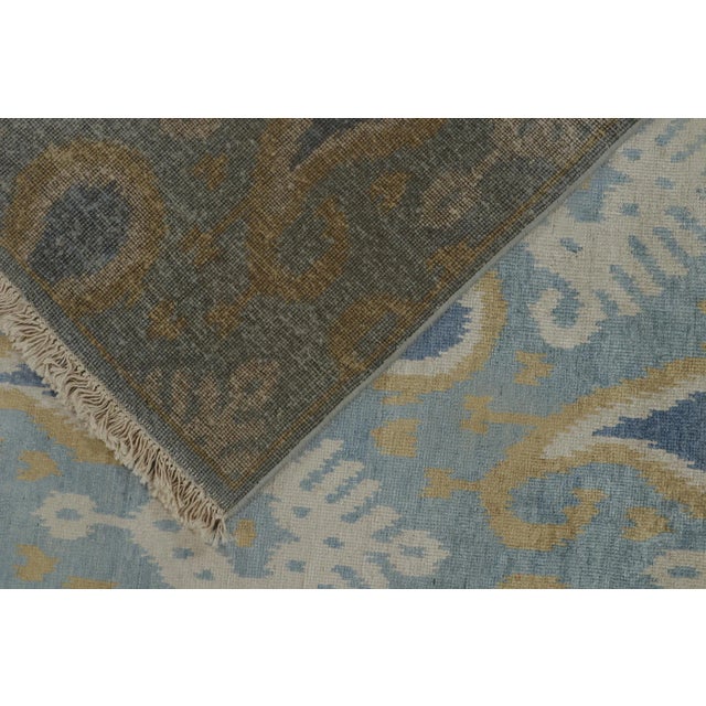 Textile Rug & Kilim’s Classic Ikats Style Rug With Gold, White and Blue Patterns For Sale - Image 7 of 8