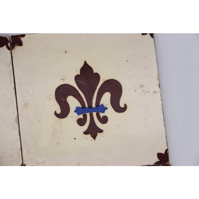 Late 19th Century Fleur De Lis Set of Four Large Tiles, Portuguese For Sale - Image 9 of 12