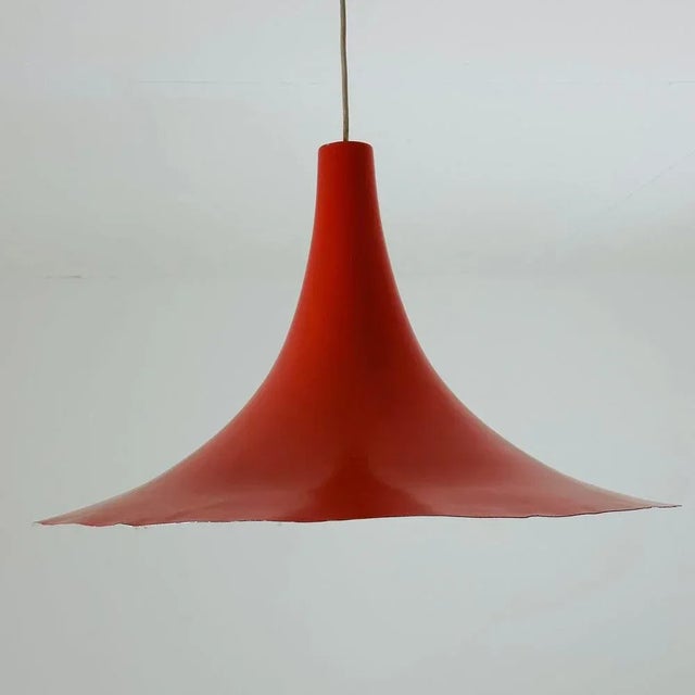 Mid-Century Danish Red Semi Pendant Light, 1960s For Sale - Image 6 of 11