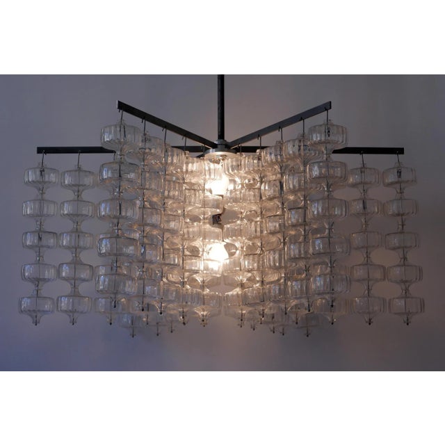 Large Mid-Century German Glass and Steel Chandelier by Aloys Ferdinand Gangkofner, 1960s For Sale - Image 6 of 18