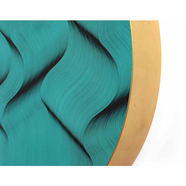 Roberto Lucchetta, Turquoise Wave 2021 - Geometric Abstract Painting, 2021 For Sale - Image 4 of 6