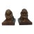 Pair of Antique Brass Recumbent Lions – 11" Library Lions on Rectangular Plinths For Sale