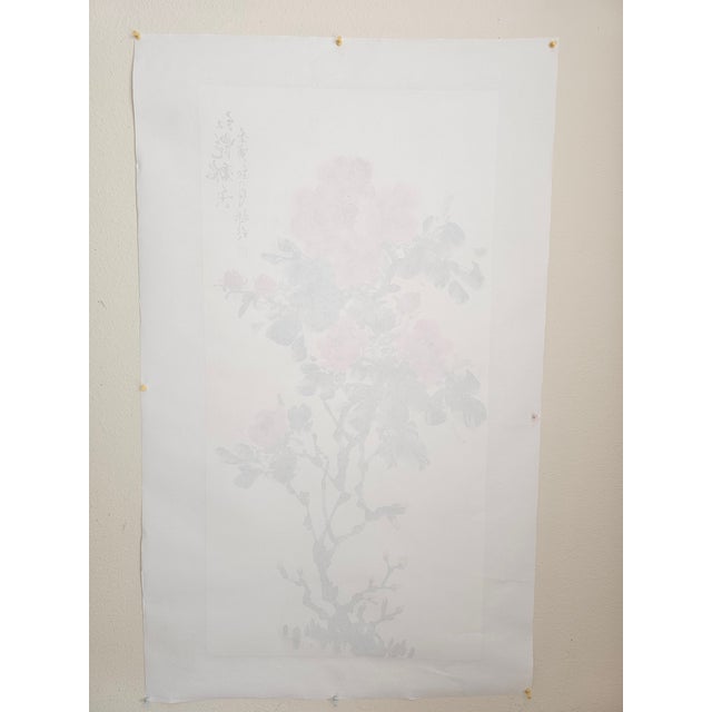 ‘Red Blossoms in Fragrant Bloom’ Peony Ink Painting on Xuan Paper For Sale - Image 14 of 18