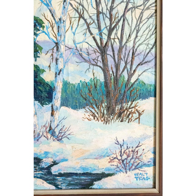 Early 20th Century American Impressionist Modernist Winter Landscape by Walt Trag For Sale - Image 10 of 15