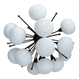 21st Century Mezzo Bronze White Pebble Murano Glass Flush Mount by Fabio LTD For Sale