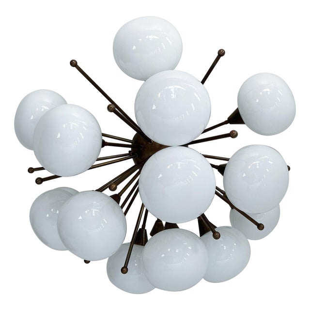 21st Century Mezzo Bronze White Pebble Murano Glass Flush Mount by Fabio LTD For Sale