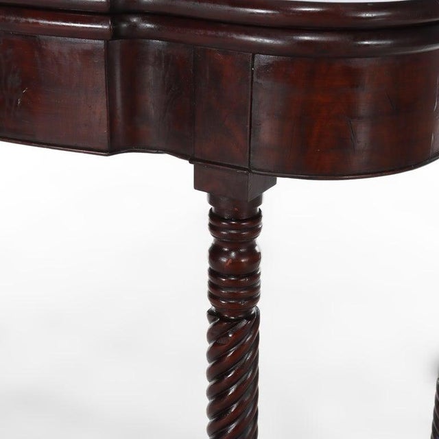 Traditional Antique Sheraton Mahogany Game Table With Rope Carved Legs Unsigned For Sale - Image 3 of 15