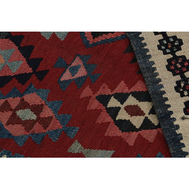Textile Rug & Kilim’s Mashwani Afghan Baluch Kilim in Red & Blue Geometric Patterns For Sale - Image 7 of 7