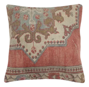 24"x24" Hand-knotted Wool Rug Cushion Cover. Rustic Throw Pillow. Home Gift