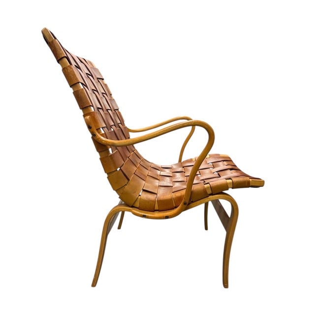 1960s Vintage Bruno Mathsson "Eva" Leather Chair Signed For Sale - Image 5 of 12