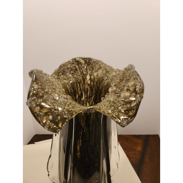 Stunning John-Richard Collection Grey Handblown Glass "Eruption" Vase Elevate your interior space with this striking,...