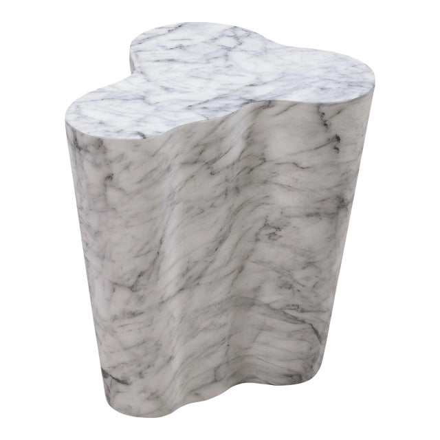 Slab Marble Short Side Table For Sale